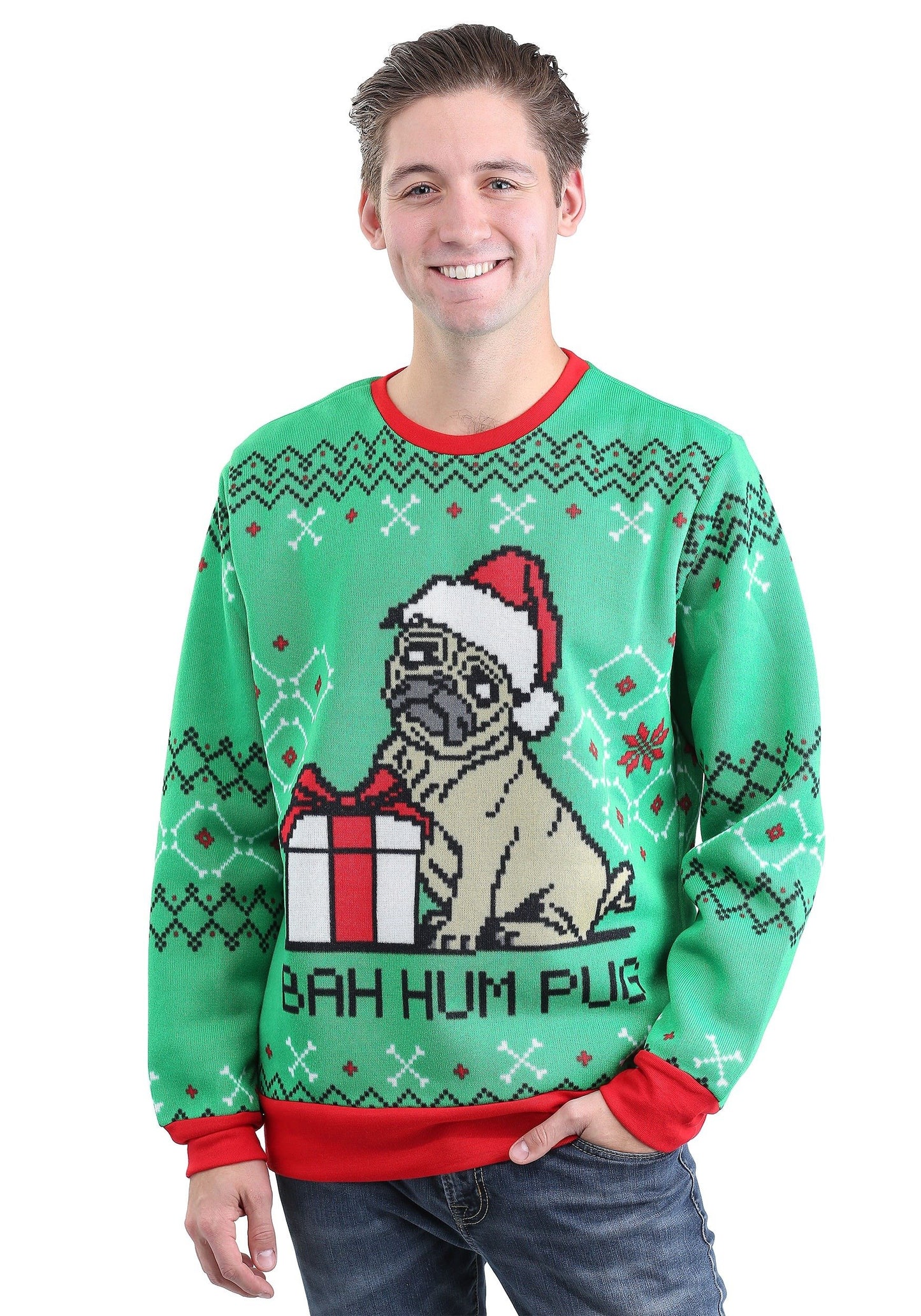 Mad Engine Men's Santa Pets Ugly Christmas Sweater