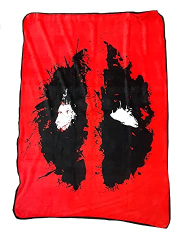 Marvel Deadpool Face Fleece Softest Throw Blanket| Measures 60 x 45 Inches